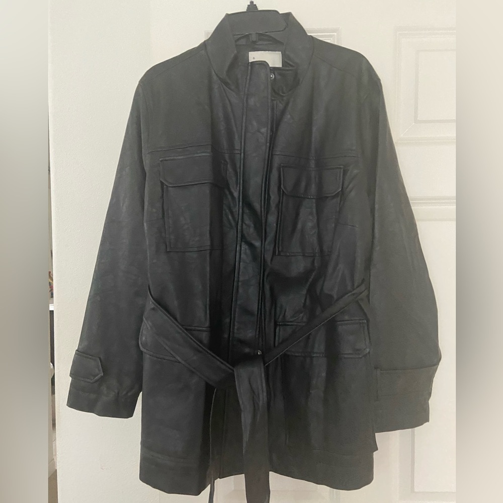 A New Day Black faux leather jacket with belt